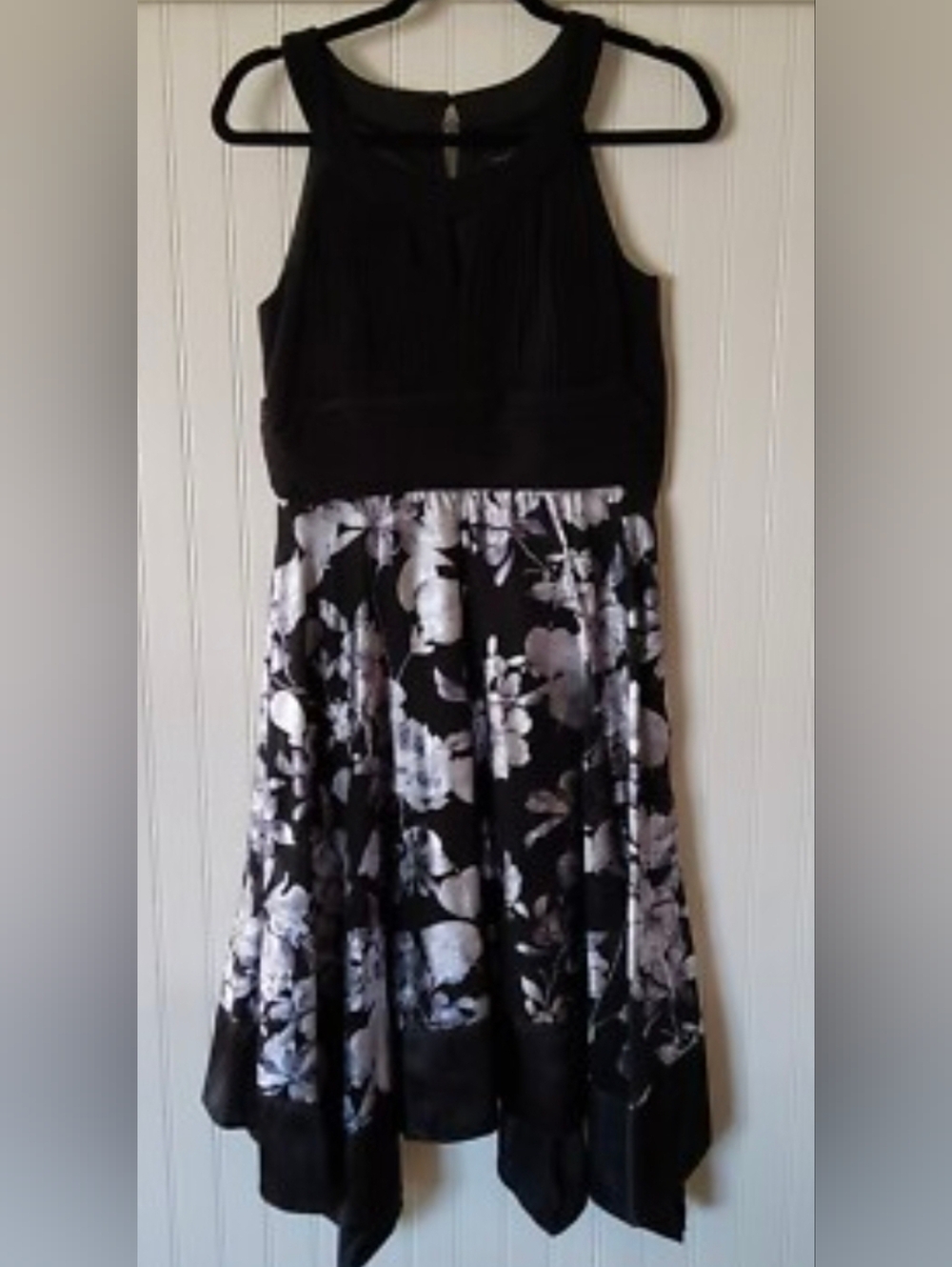 Scarlett Floral Hankerchief Black And Silver Dress